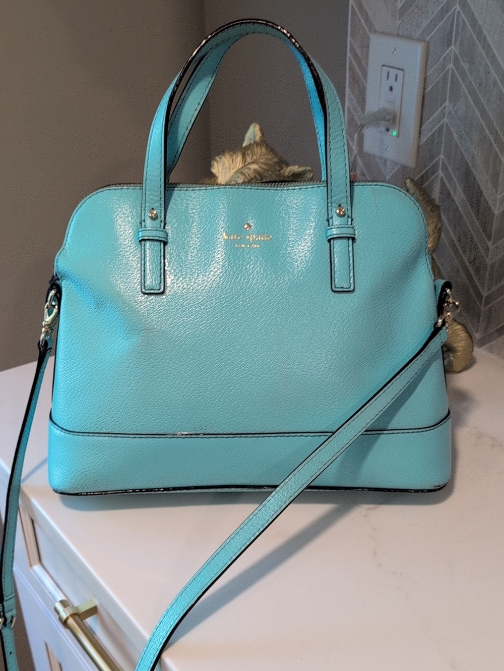 Kate Spade Grand Street Rachel Tiffany iBlue Domb Satchel With Crossbody